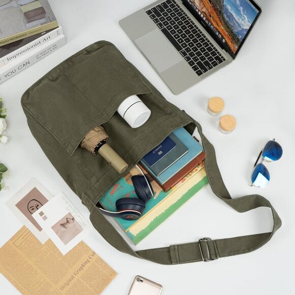 Canvas Tote Bag for Women, Large Crossbody Hobo Bag Casual Shoulder Bag Shopping - Picture 3 of 7